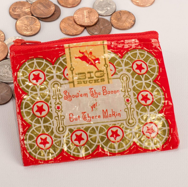 Blue Q Coin Purse, Boss Lady. Made from 95% recycled material, the ultimate little zipper bag to corral cash, credit cards, ear buds, gift cards, stamps, coins. 3"h x 4"w. - Image 4