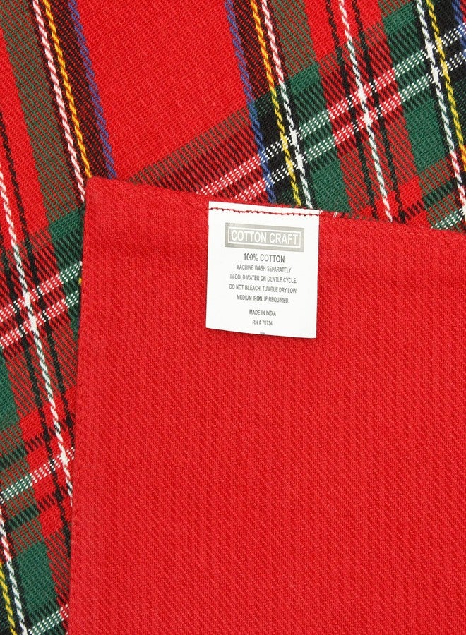 COTTON CRAFT Christmas Table Runner - Xmas Tartan Plaid Festive Tablerunner - Pure Cotton Gingham Buffalo Check Reusable Decorative Holiday Party Celebration Table Décor – 13x72 Inch – Red Green Multi - Image 3