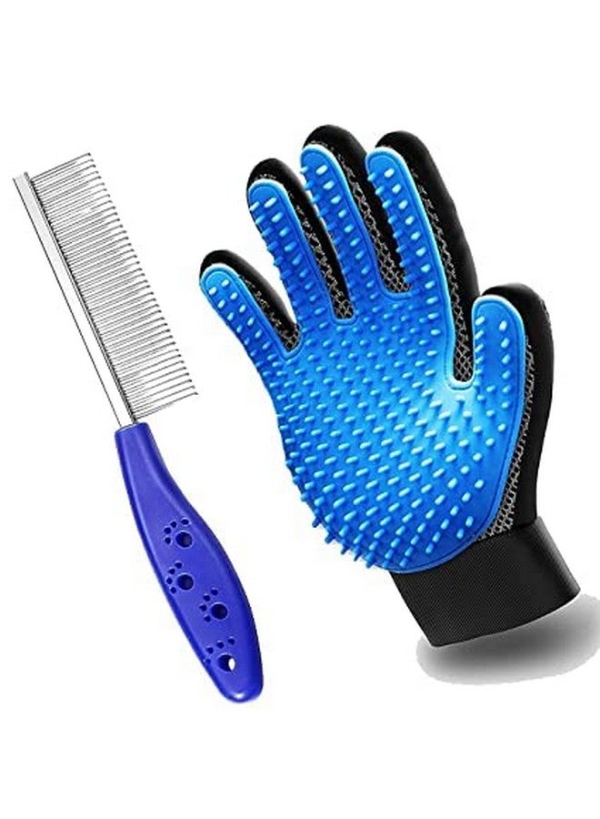 Generic Pet Comb + Dog Comb + Dog Brush + Grooming Hand Glove + Dog Grooming Combo Set Single Side Steel Comb Grooming Kit For Long And Short Hair Pets Dogs Cats Small Animals Comb - Multicolor