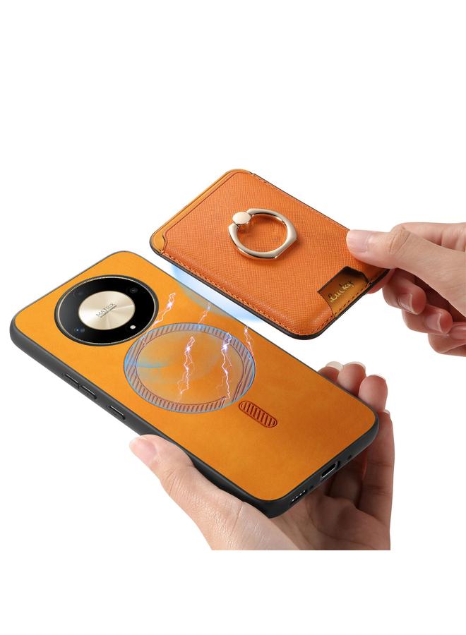 Green Tiger Case For Honor X9C Retro Cross Leather Ring Vertical Insert Card Bag MagSafe Phone Case - Image 5