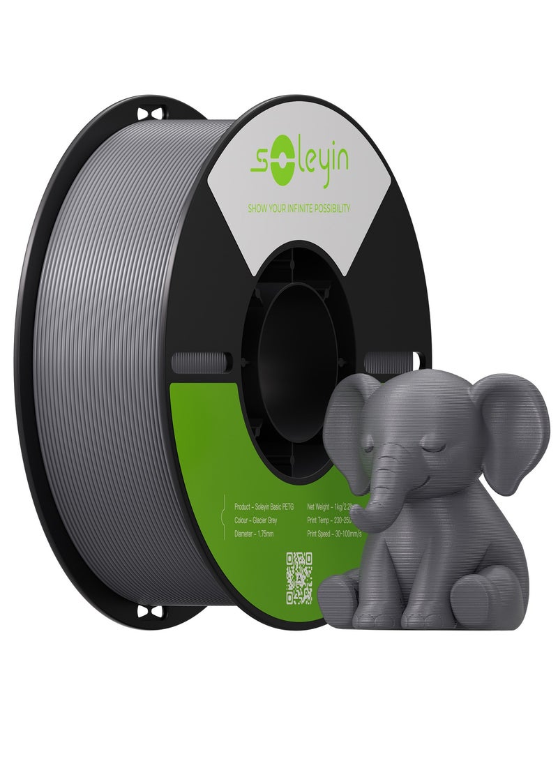 Creality 3D 3D Printer Filament, 1.75mm Soleyin Basic PETG Filament fot 3D Printing, High-Speed Filaments , Fit Most FDM 3D Printer, Soleyin by Creality Filament, PETG Glacier Gray Glacier Gray - Image 1
