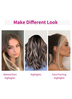 REECHO Long Side Air Bangs Wavy Curly Clip In Bangs Front Side Bangs For Women Daily Use 2 Pcs Set Long Templesmedium Brown With Highlights  - Image 3