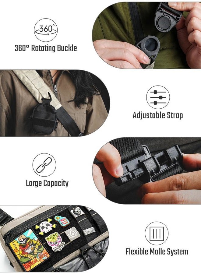 TACTICAL_GEEK حقيبة كاش L3C EDC سلاينغ، حقيبة ظهر خفيفة الوزن، حقيبة سفر للمشي، حمل مخفي، حقيبة عبر الجسم، حقيبة صدر، حزام مشي مزدوج الاستخدام (تان صحراوي) - Image 5