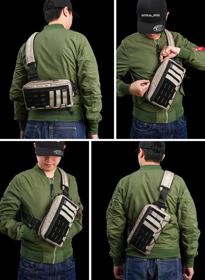 TACTICAL_GEEK حقيبة كاش L3C EDC سلاينغ، حقيبة ظهر خفيفة الوزن، حقيبة سفر للمشي، حمل مخفي، حقيبة عبر الجسم، حقيبة صدر، حزام مشي مزدوج الاستخدام (تان صحراوي) - Image 2