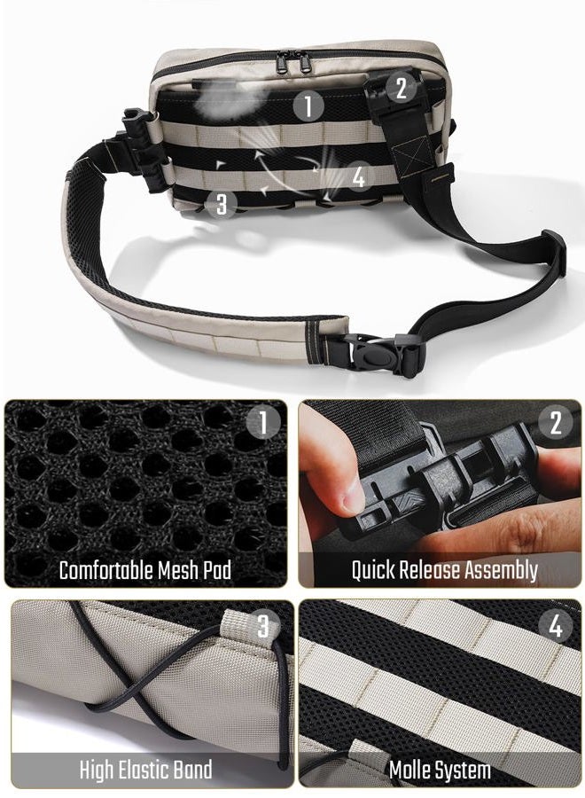 TACTICAL_GEEK حقيبة كاش L3C EDC سلاينغ، حقيبة ظهر خفيفة الوزن، حقيبة سفر للمشي، حمل مخفي، حقيبة عبر الجسم، حقيبة صدر، حزام مشي مزدوج الاستخدام (تان صحراوي) - Image 4