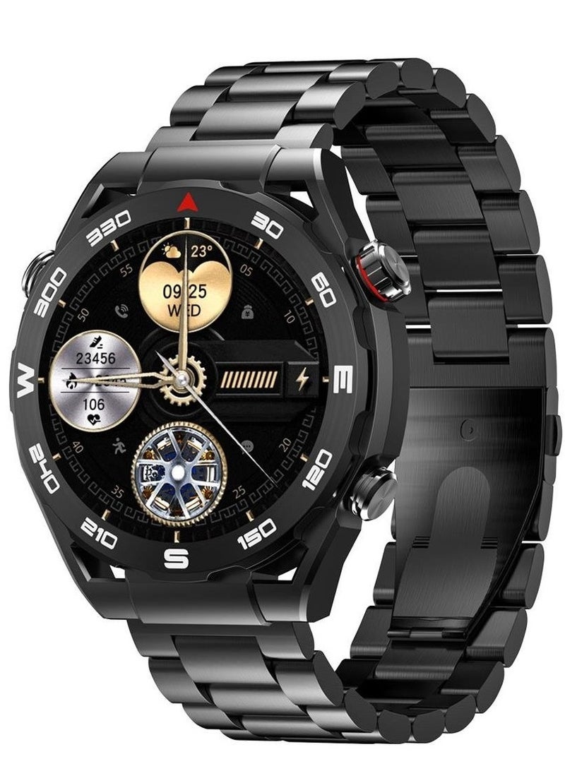 havit Smart Watch for Men - 1.43" AMOLED Full Touch Screen, Bluetooth Calling, IP68 Waterproof, Zinc Alloy Band, Heart Rate Monitoring, Sleep Tracking & Blood Oxygen Level, 120+ Sports Modes, Fitness Tracker, Wireless Charging, Smart Notifications - for Android & iOS (Black) - Image 1