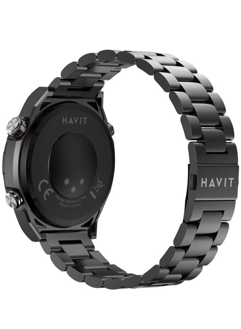 havit Smart Watch for Men - 1.43" AMOLED Full Touch Screen, Bluetooth Calling, IP68 Waterproof, Zinc Alloy Band, Heart Rate Monitoring, Sleep Tracking & Blood Oxygen Level, 120+ Sports Modes, Fitness Tracker, Wireless Charging, Smart Notifications - for Android & iOS (Black) - Image 5