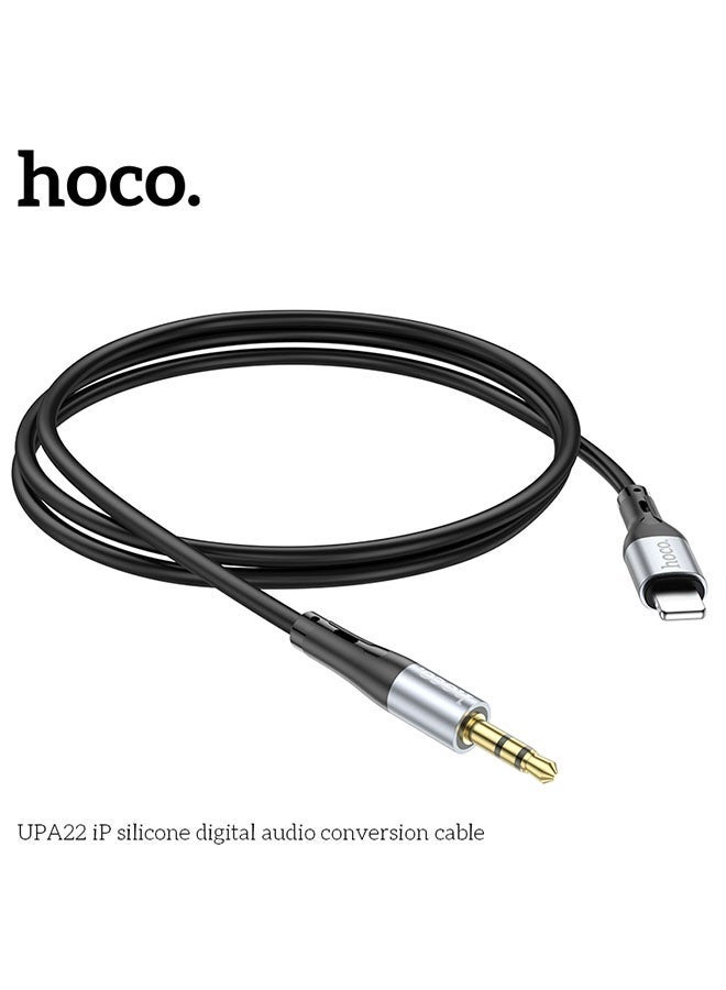 hoco. UPA22 iP Silicone Digital Audio Conversion Cable (Black) – Lightning (iP) Male to 3.5mm Female Adapter | Built-In DAC Chip for High-Quality Sound | Flexible Silicone Design | Plug & Play for Music, Calls, and Car AUX Use | Lightweight & Durable  - Image 4