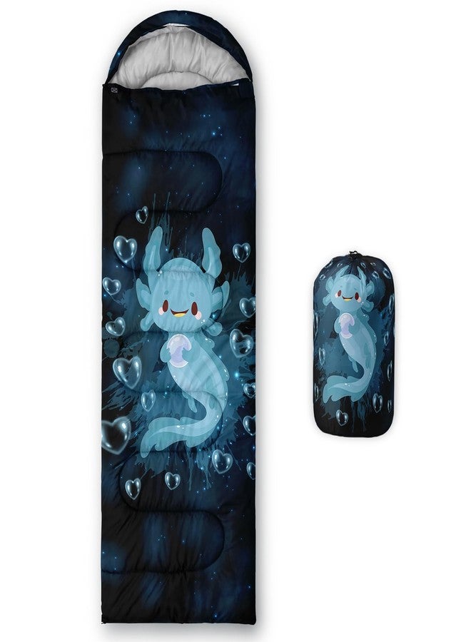 HOSIMA All-Season Blue Themed Dreamy Axolotl Kids Compact Sleeping Bag for Camping Essentials,0 Degree Sleeping Bags Suitable for Adults Outdoor Hiking. - Image 1