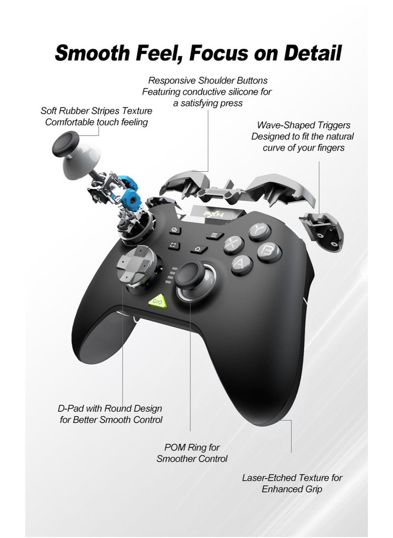 General Classic amepad PXN P5 Bluetooth Gaming Controller 2.4G Receiver 0 Deadzone One-Button Wake Up 1000Hz Hall Effect Joystick 256 Level Hall Effect Trigger 1000mAh Battery 6-Axis Gyroscope for Steam / Switch / PC / Android / iOS  - Image 4