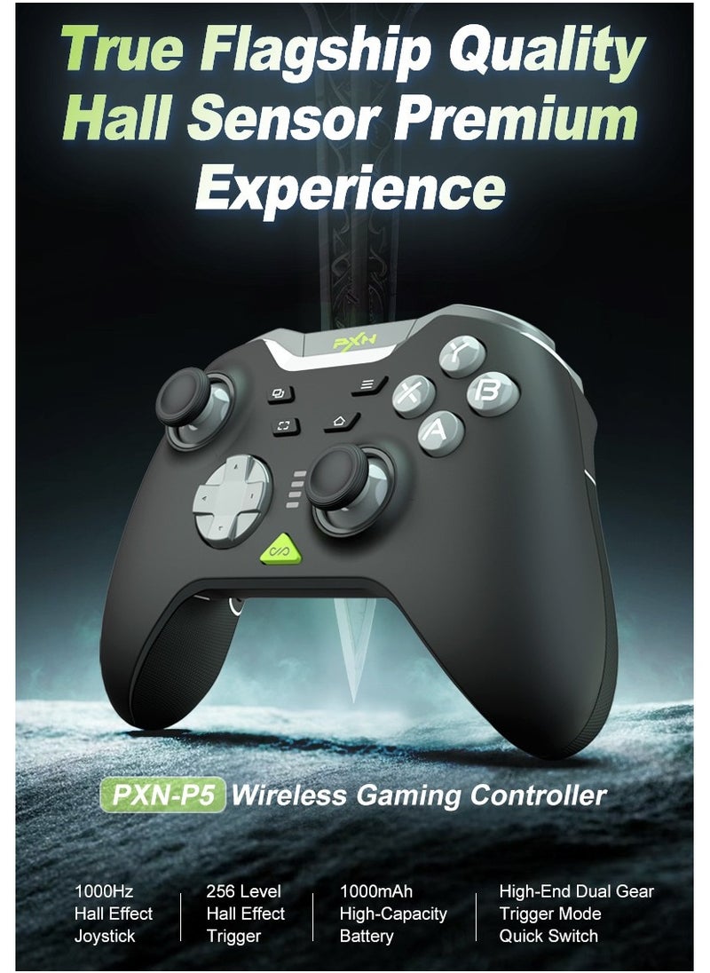 General Classic amepad PXN P5 Bluetooth Gaming Controller 2.4G Receiver 0 Deadzone One-Button Wake Up 1000Hz Hall Effect Joystick 256 Level Hall Effect Trigger 1000mAh Battery 6-Axis Gyroscope for Steam / Switch / PC / Android / iOS  - Image 2