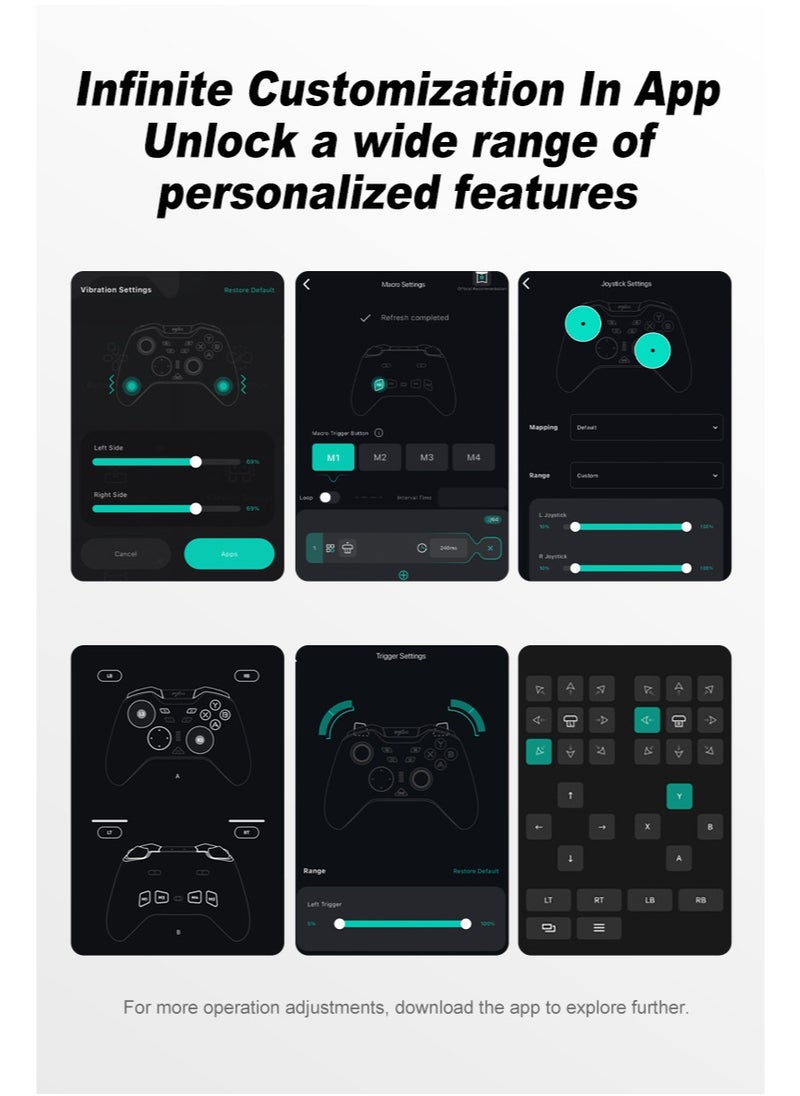 Classic amepad PXN P5 Bluetooth Gaming Controller 2.4G Receiver 0 Deadzone One-Button Wake Up 1000Hz Hall Effect Joystick 256 Level Hall Effect Trigger 1000mAh Battery 6-Axis Gyroscope for Steam / Switch / PC / Android / iOS