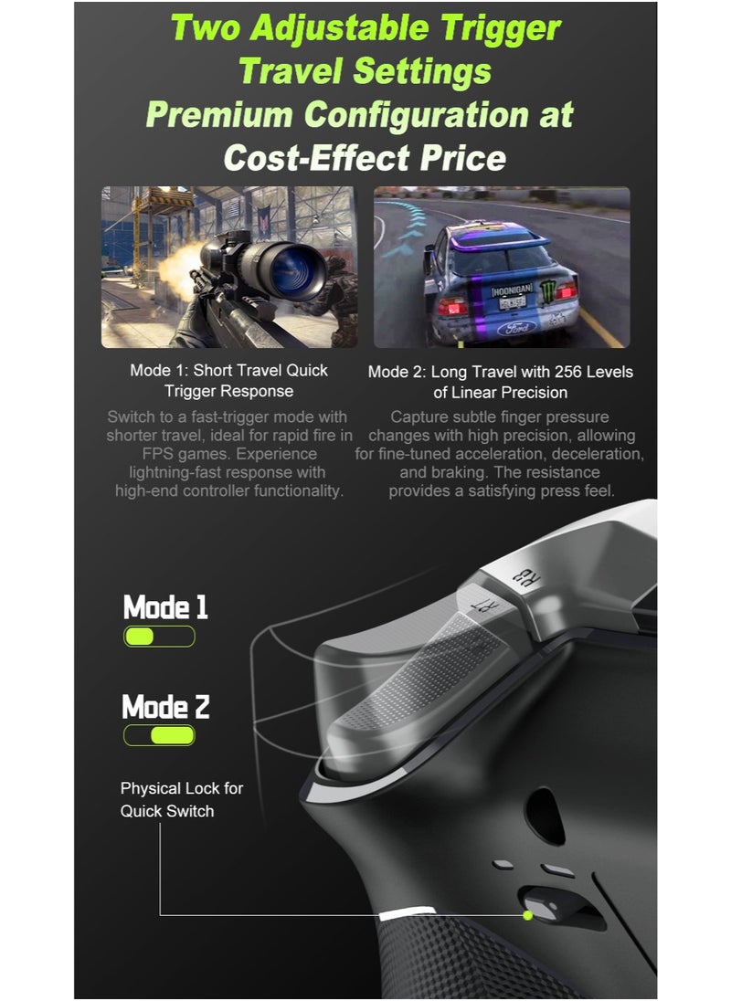 Classic amepad PXN P5 Bluetooth Gaming Controller 2.4G Receiver 0 Deadzone One-Button Wake Up 1000Hz Hall Effect Joystick 256 Level Hall Effect Trigger 1000mAh Battery 6-Axis Gyroscope for Steam / Switch / PC / Android / iOS