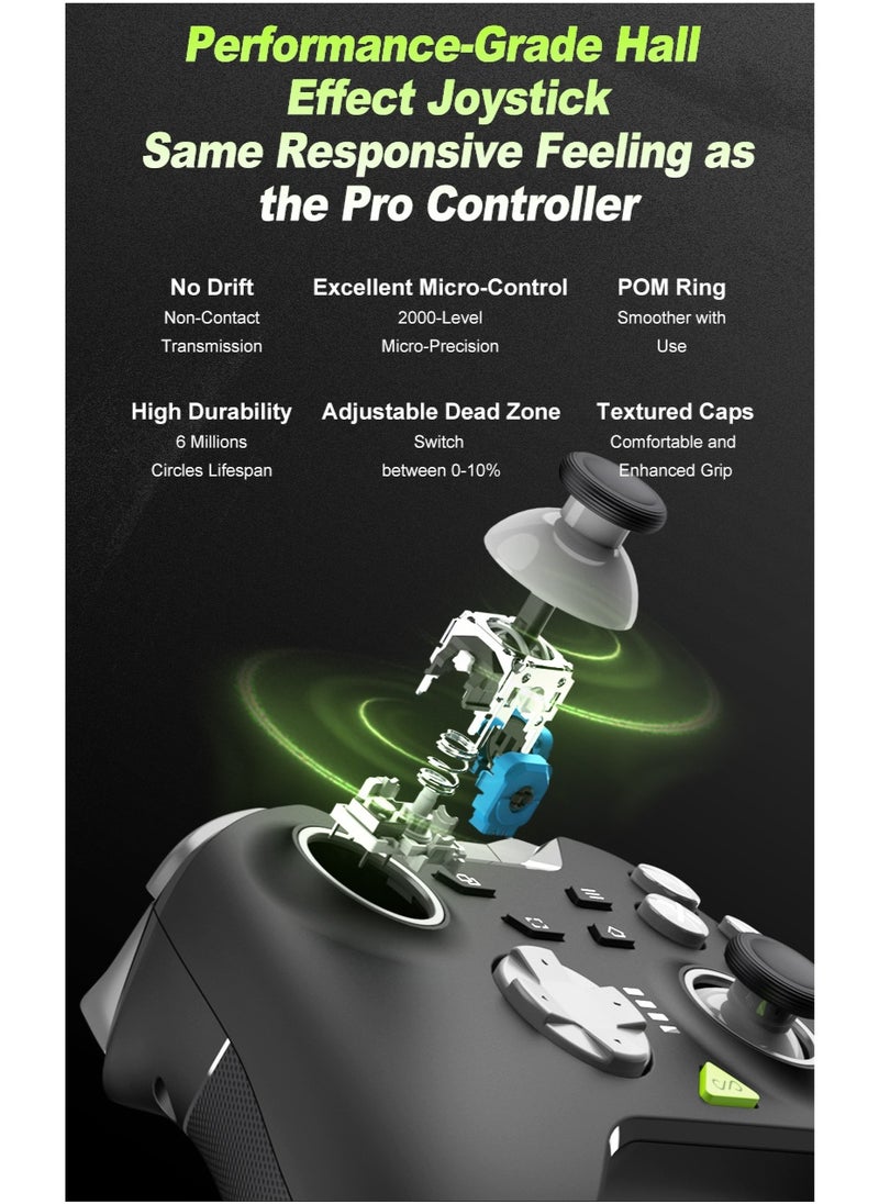 Classic amepad PXN P5 Bluetooth Gaming Controller 2.4G Receiver 0 Deadzone One-Button Wake Up 1000Hz Hall Effect Joystick 256 Level Hall Effect Trigger 1000mAh Battery 6-Axis Gyroscope for Steam / Switch / PC / Android / iOS