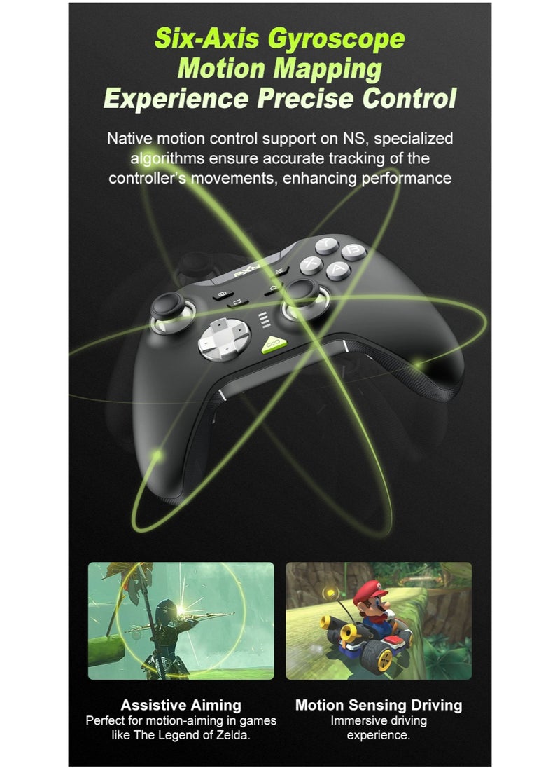Classic amepad PXN P5 Bluetooth Gaming Controller 2.4G Receiver 0 Deadzone One-Button Wake Up 1000Hz Hall Effect Joystick 256 Level Hall Effect Trigger 1000mAh Battery 6-Axis Gyroscope for Steam / Switch / PC / Android / iOS