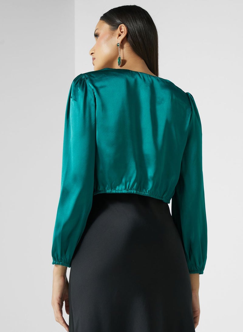 ELLA Puff Sleeve Bow Tie Top - Image 2