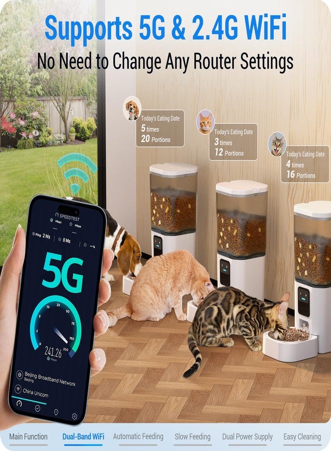 موزع طعام أوتوماتيكي للقطط مزود بتقنية واي فاي 5G: موزع طعام أوتوماتيكي للكلاب مع تغذية بطيئة وتحكم ذكي عبر تطبيق، سعة 7 لترات، موزع طعام أوتوماتيكي للقطط مع مؤقت ومساعد أليكسا للحيوانات الأليفة، قابل للفصل لسهولة التنظيف - 29 كوبًا - Image 3