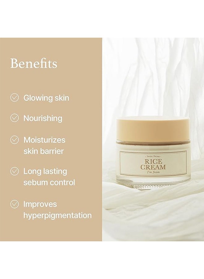 I'M FROM - I'm from Rice Cream 41% Rice Bran Essence with Ceramide, Glowing Look, Improves Moisture Skin Barrier, Nourishes Deeply, Soothing to Even Out Skin Tone, K Beauty - Image 1