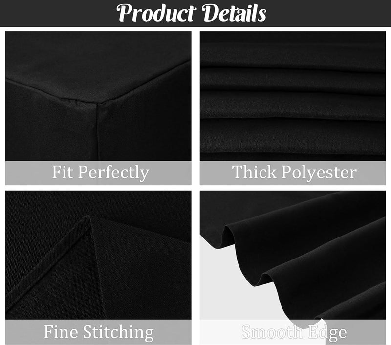 klarako 2 Pack Fitted Tablecloths 72 x 30 Inch, Thick Premium Black Rectangle Table Clothes for 6 Foot Tables, Washable Polyester Fabric Table Cover for Parties, Wedding, Banquet, Trade Show (Black, 6FT) - Image 3