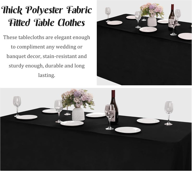 klarako 2 Pack Fitted Tablecloths 72 x 30 Inch, Thick Premium Black Rectangle Table Clothes for 6 Foot Tables, Washable Polyester Fabric Table Cover for Parties, Wedding, Banquet, Trade Show (Black, 6FT) - Image 4