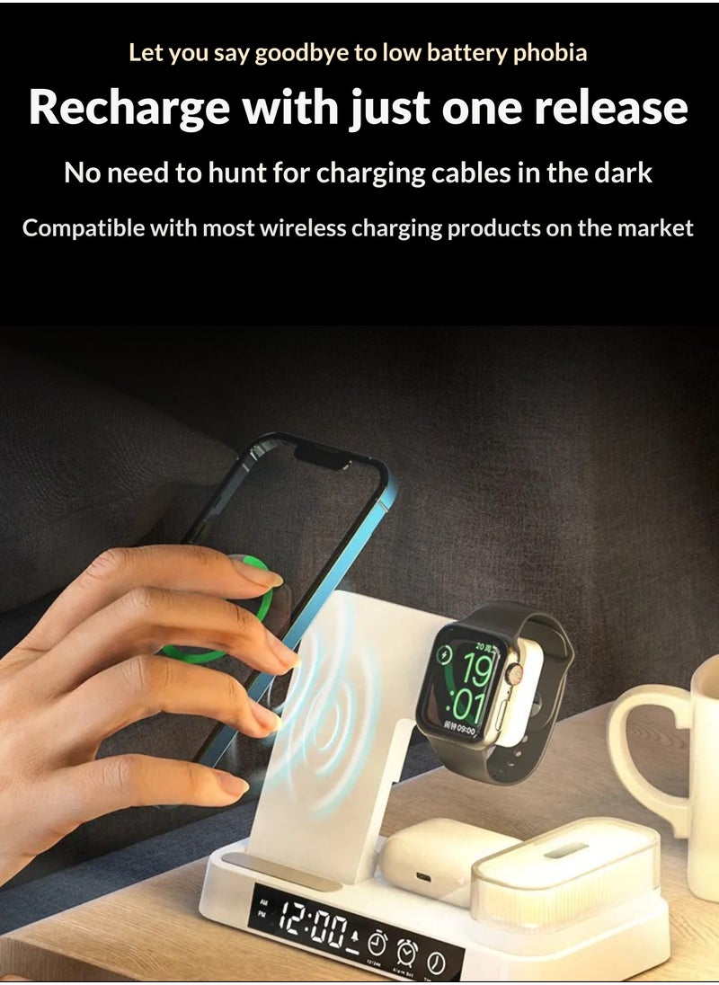 Generic - 4-in-1 Wireless Charging Station with LED Lamp – 30W Fast Wireless Charger Stand for Phones, iWatch Series, AirPods, and More | Multi-Device Charging Dock for iPhone 15/14/13, Samsung Galaxy, Androi - Image 1