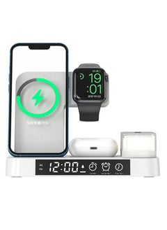 4-in-1 Wireless Charging Station with LED Lamp – 30W Fast Wireless Charger Stand for Phones, iWatch Series, AirPods, and More | Multi-Device Charging Dock for iPhone 15/14/13, Samsung Galaxy, Androi