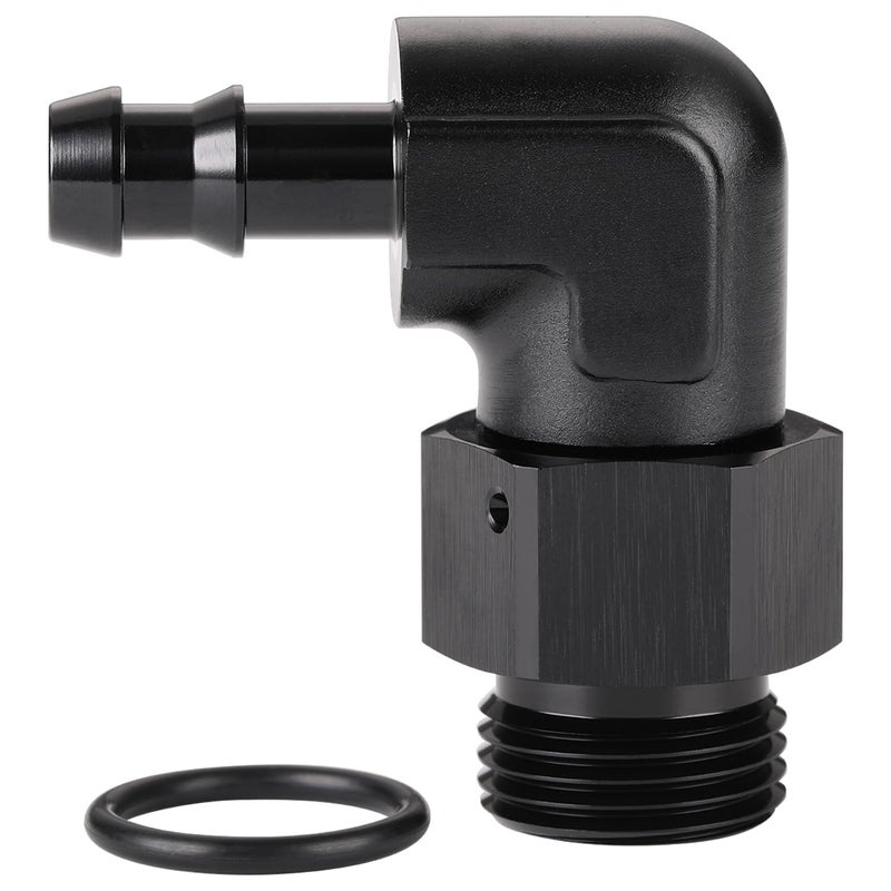 Podavelle 10AN 10 ORB Male to 38 Hose Barb 90 Degree Fitting Adapter Aluminum Black - Image 2