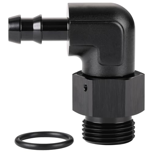 Podavelle 10AN 10 ORB Male to 38 Hose Barb 90 Degree Fitting Adapter Aluminum Black - Image 1