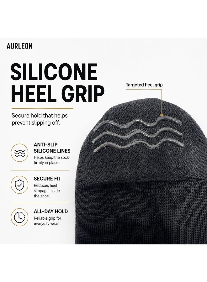 Aurleon Stay-On Cotton No-Show Liner Socks – 3 Pack – Silicone Heel Grip - Image 3