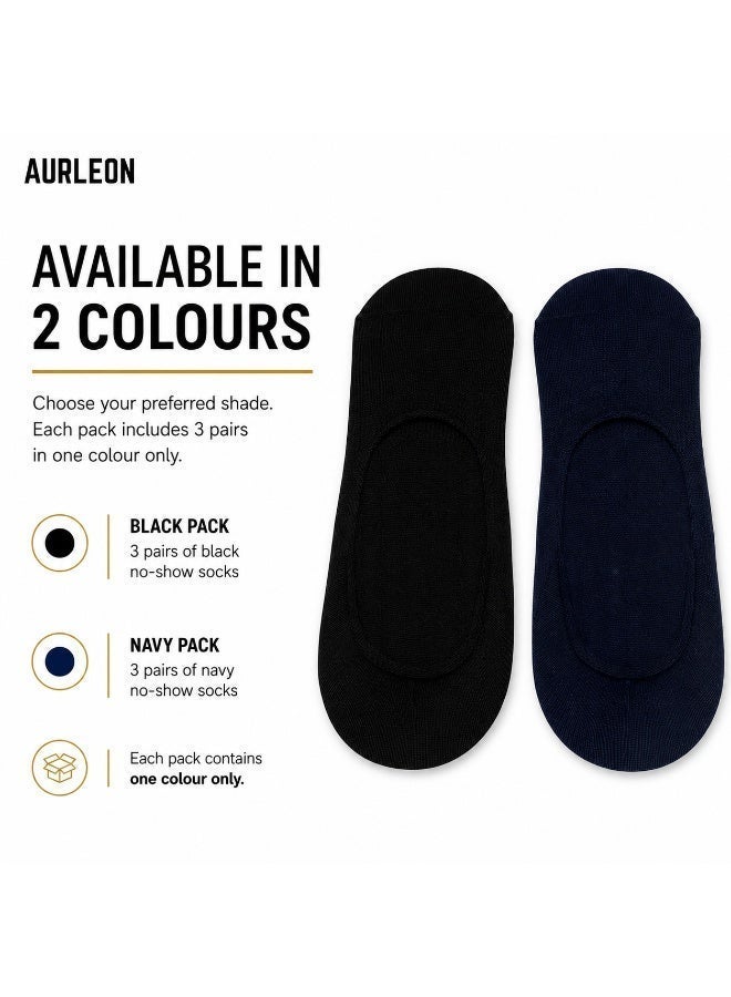 Aurleon Stay-On Cotton No-Show Liner Socks – 3 Pack – Silicone Heel Grip - Image 4