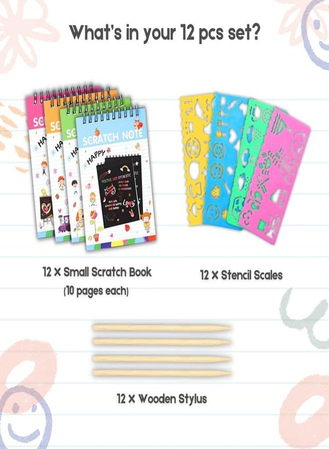 Finemoe Scratch Book with Stencil Scale for Kids, Bulk Return Gifts for Birthday, Magic Activity Kit, Thoughtful Return Gifts for Girls & Boys Ages 3 & Above, Art & Craft Kit for Kids (Small 12 Set) - Image 3
