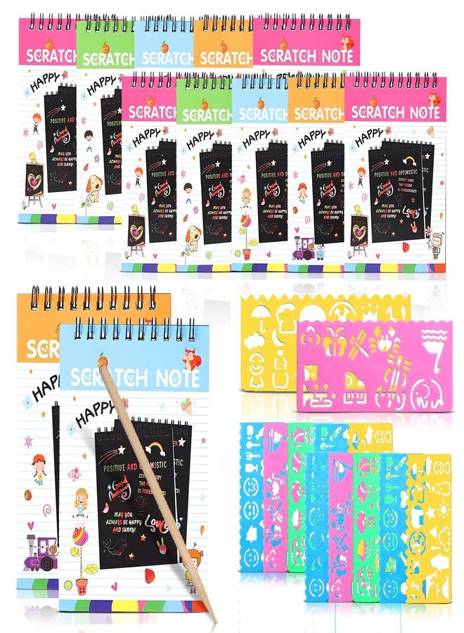 Finemoe Scratch Book with Stencil Scale for Kids, Bulk Return Gifts for Birthday, Magic Activity Kit, Thoughtful Return Gifts for Girls & Boys Ages 3 & Above, Art & Craft Kit for Kids (Small 12 Set) - Image 1
