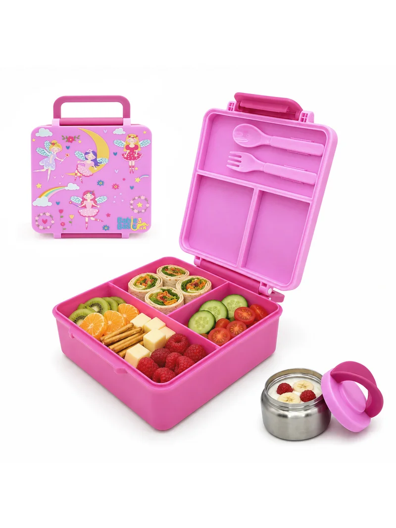 Babies Basic Babies Basic Insulated Bento Lunchbox, Built-in Thermos, Leakproof Compartments, 3+ Years - Pink - Princess