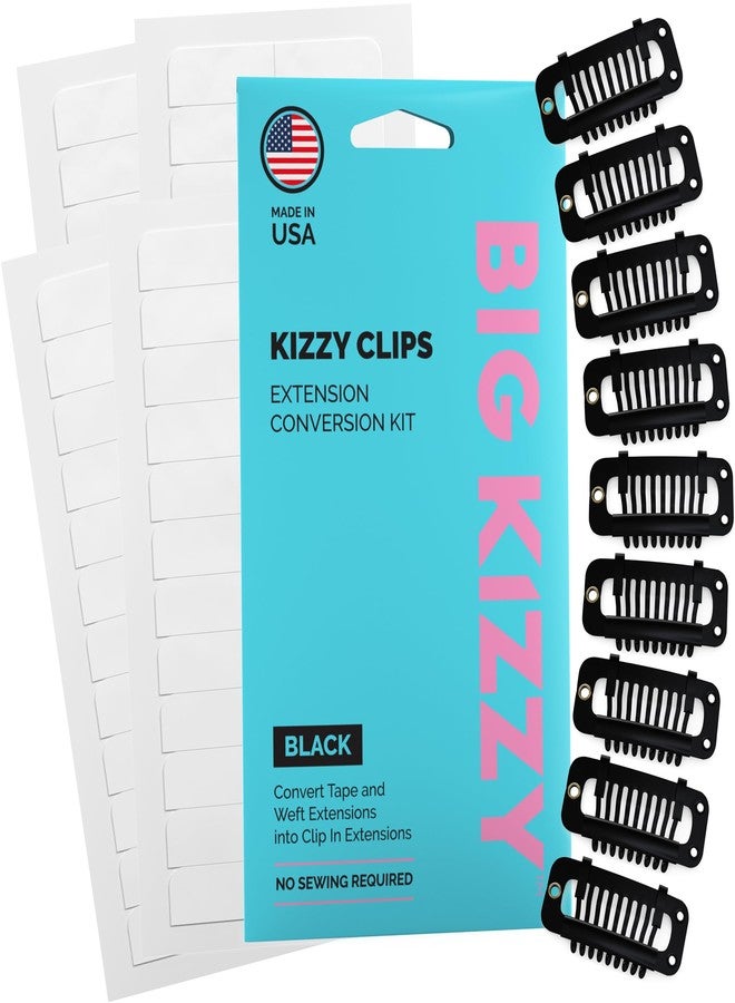 Big Kizzy DIY Clip In Hair Extensions Kit - Convert Tape In Human Hair Extensions into Custom Clip in Set - Snap Clips, No Sewing Required - Kizzy Clips (Black) by Big Kizzy - Image 1