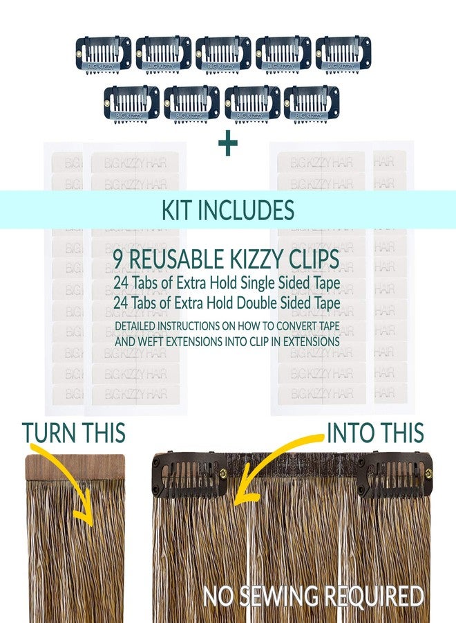 Big Kizzy DIY Clip In Hair Extensions Kit - Convert Tape In Human Hair Extensions into Custom Clip in Set - Snap Clips, No Sewing Required - Kizzy Clips (Black) by Big Kizzy - Image 2