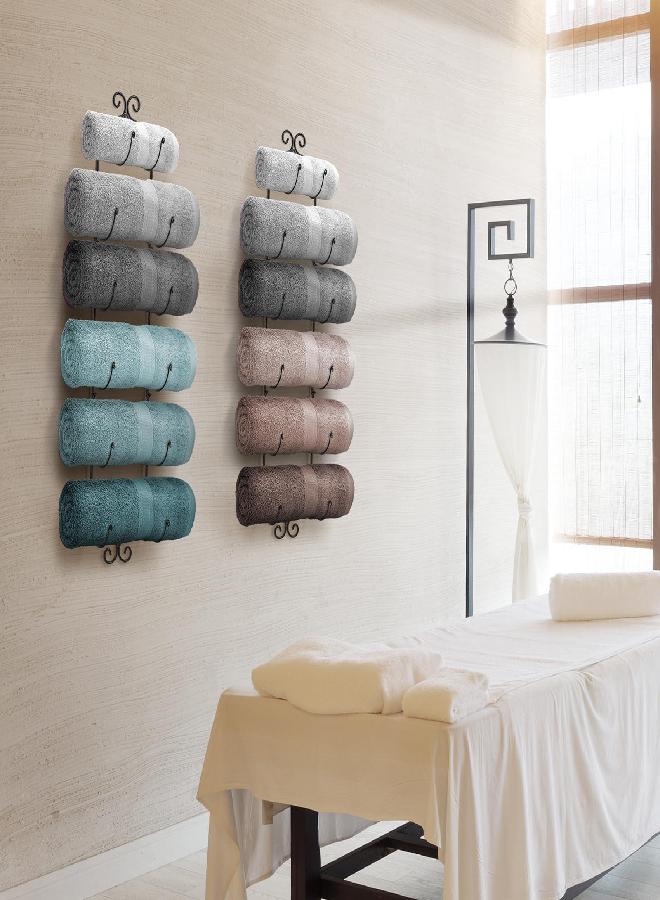 Sorbus Towel Rack Wall Mounted - 6 Compartments of Black Metal Towel Holder for Bathroom Decor Sets, Organizer for Linens, Gym, Rv, Door, Cabinet - Wine Rack Wall Mounted for Kitchen, Bar, Wine Cellar - Image 2