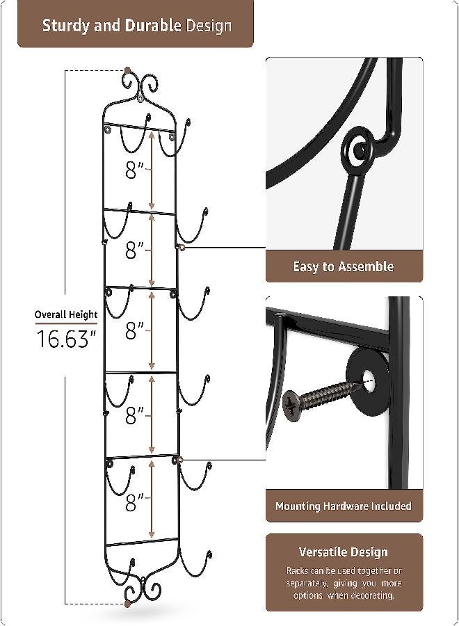 Sorbus Towel Rack Wall Mounted - 6 Compartments of Black Metal Towel Holder for Bathroom Decor Sets, Organizer for Linens, Gym, Rv, Door, Cabinet - Wine Rack Wall Mounted for Kitchen, Bar, Wine Cellar - Image 3