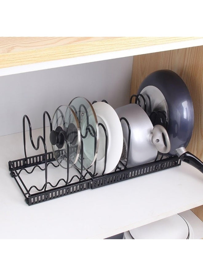 UREVO Expandable Pot Lid Organizer Holder with 10 Adjustable Compartment Cookware Plate Rack for Kitchen Cabinet - Image 4