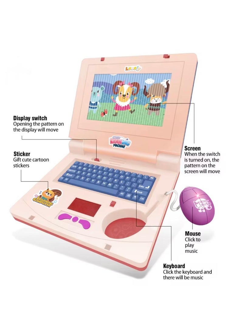 توي لاند لعبة كمبيوتر محمول تعليمية للأطفال مزودة بتحكم بالماوس، وموسيقى، وأضواء LED - لون وردي - Image 3