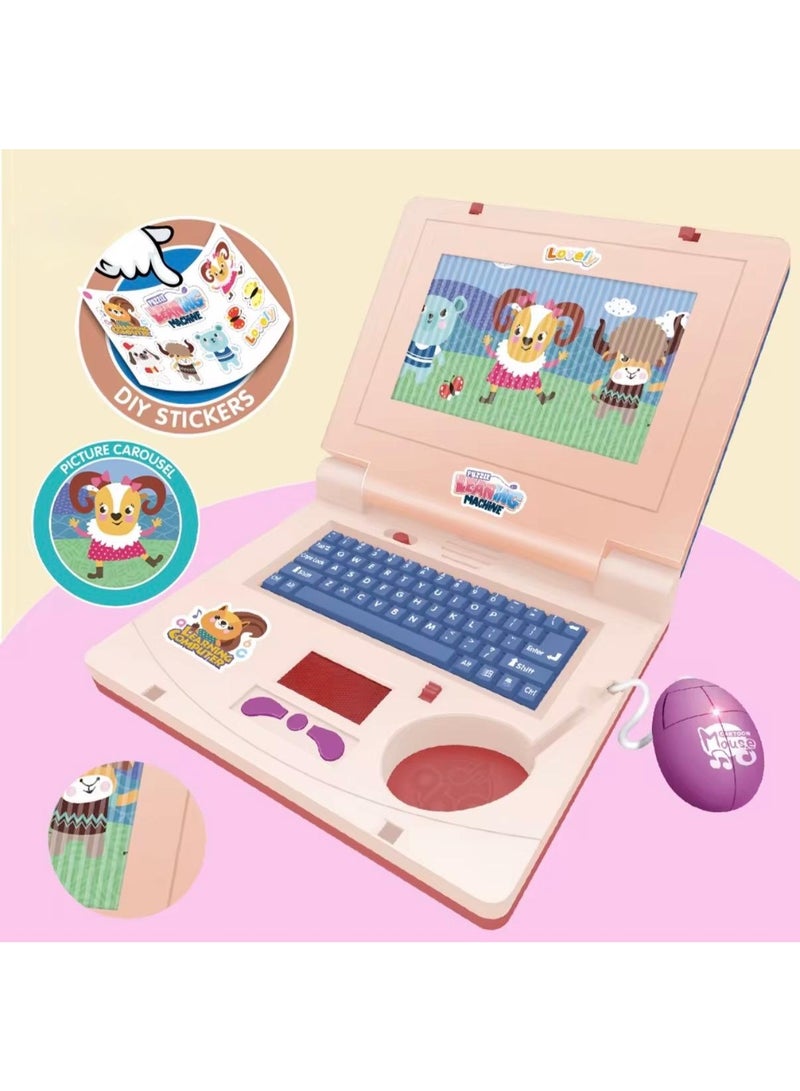 توي لاند لعبة كمبيوتر محمول تعليمية للأطفال مزودة بتحكم بالماوس، وموسيقى، وأضواء LED - لون وردي - Image 2