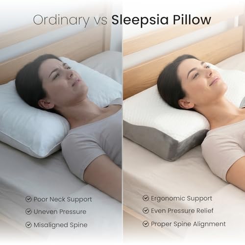 Sleepsia Cervical Pillow for Neck & Shoulder Pain Relief | 1-Year Warranty| Orthopedic Memory Foam Cervical Pillow, Spondylitis-Ortho Neck Support Medical Pillow (Grey/White - Gel Infused, Pack of 2) - Image 3