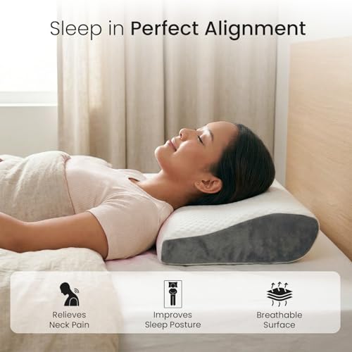 Sleepsia Cervical Pillow for Neck & Shoulder Pain Relief | 1-Year Warranty| Orthopedic Memory Foam Cervical Pillow, Spondylitis-Ortho Neck Support Medical Pillow (Grey/White - Gel Infused, Pack of 2) - Image 5