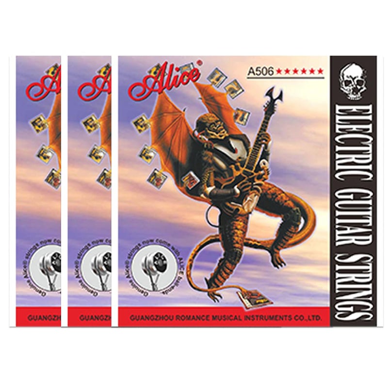 Alice A506 Electric Guitar String Set, Plated Steel Plain String, Nickel Plated Alloy Winding PACK OF 3 - Image 2