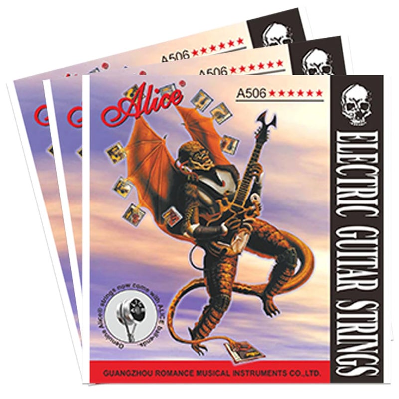 Alice A506 Electric Guitar String Set, Plated Steel Plain String, Nickel Plated Alloy Winding PACK OF 3 - Image 1