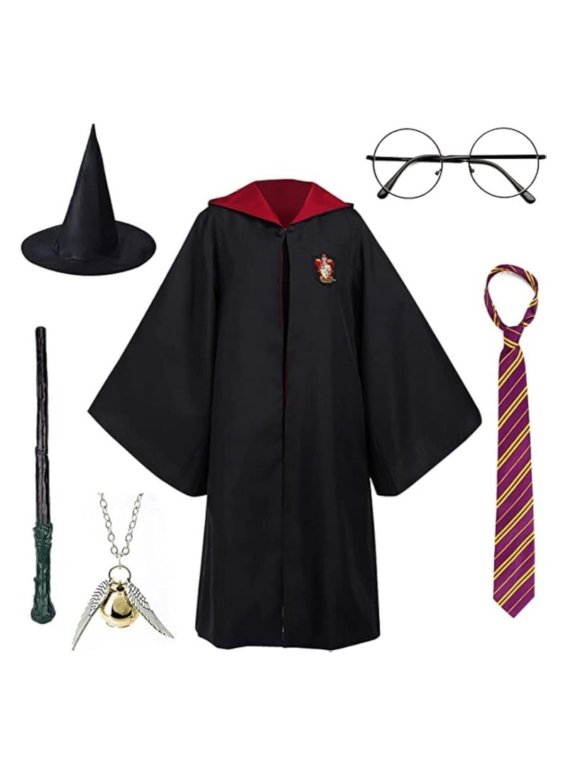 6pcs Costume Cosplay Set for Kids,Dress Up Accessory Include with Striped Tie,Glasses Frame,Wizard Hat,Magic Wand,Pendant for Kids  - Image 2