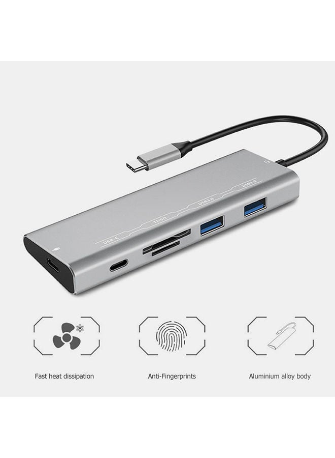 NIBEMINENT Type-C Hub USB-C To 2x USB 3.0 TF/SD Slot PD Adapter Coverter Silver - Image 2