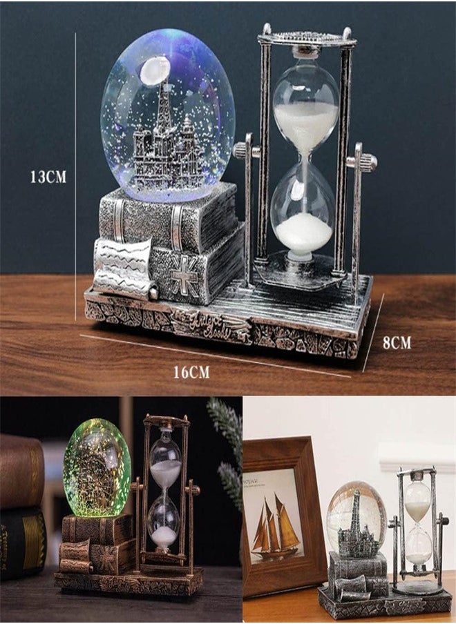 Generic LED Crystal Snow Globe with Hourglass Timer Retro Castle Globe with Color Changing LED Lights Home Exquisite Decoration Statue Figurine Table Centerpieces Ornaments for Home  - Image 3