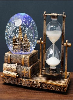 Generic LED Crystal Snow Globe with Hourglass Timer Retro Castle Globe with Color Changing LED Lights Home Exquisite Decoration Statue Figurine Table Centerpieces Ornaments for Home  - Image 1