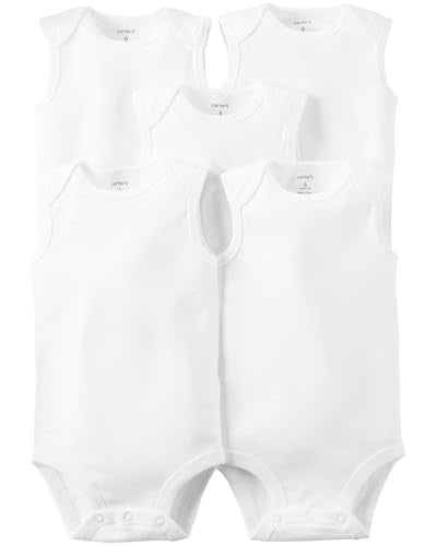 carter's Carters Unisex Baby 5-Pack Sleeveless Original Bodysuits, White, 24M - Image 1