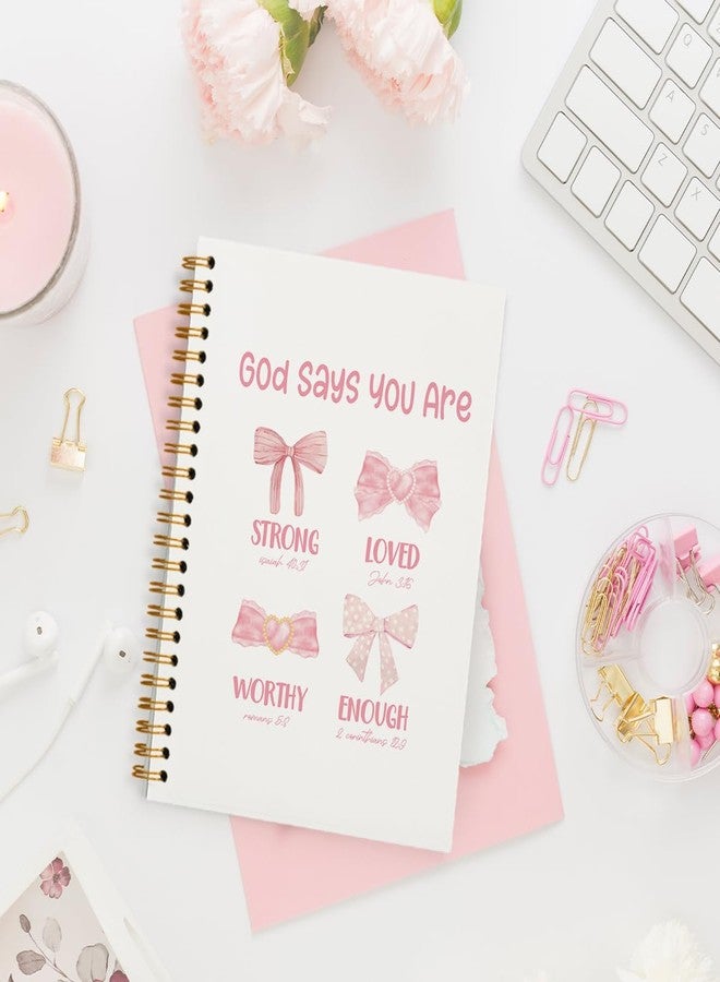 PLKMN Bible Journal, Pink Bow Coquette Notebook, Preppy Bible Study Supplies, Christian Notebook for Women, Notebook for Bible Notes, Bible Journal Notebooks for Note Taking 5.5x8.3 Inch - Image 3
